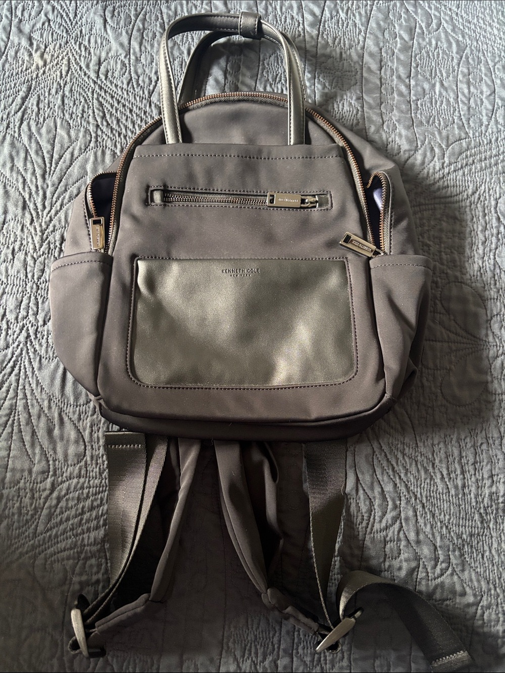 Kenneth Cole Black Nylon Backpack with Metallic Accent